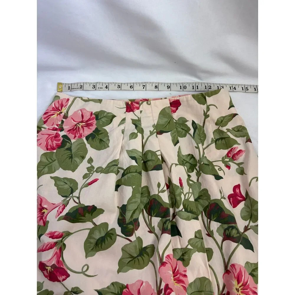 J Crew Floral 100% Cotton Flowers Skirt Mini Size 4 Spring Summer Feminine Wrap